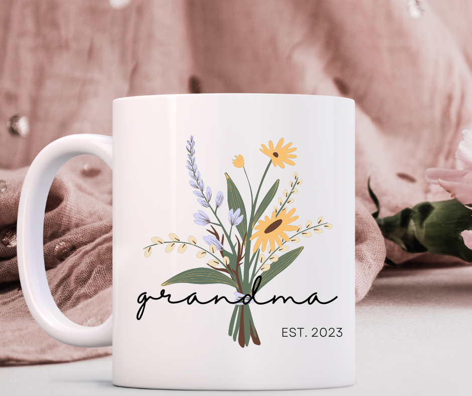 Grandma Flower mug with date 11oz