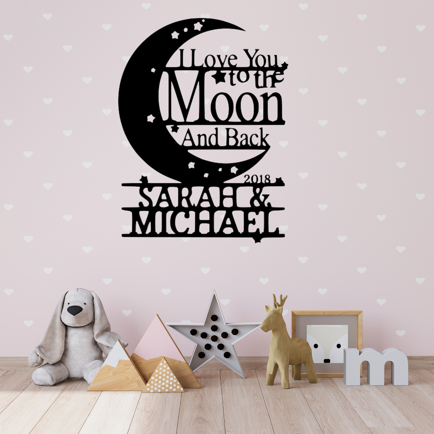Love You to the Moon and Back Monogram - Steel Sign