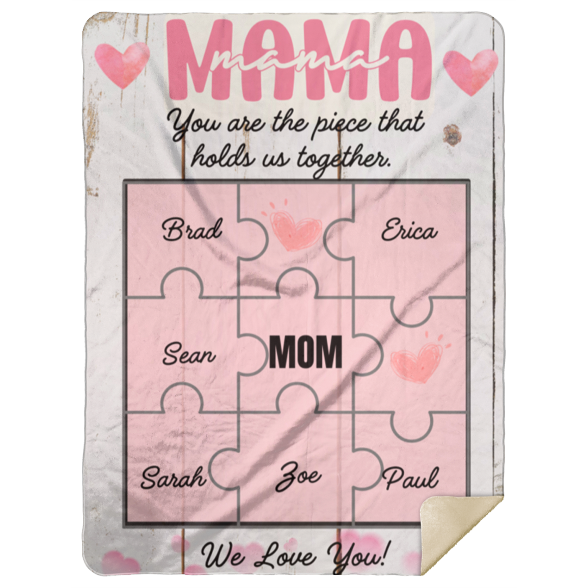 Mama Puzzle Blanket Sherpa fleece 60x80, Mom Blanket, Mothers Day Gift, Mothers Day Blanket