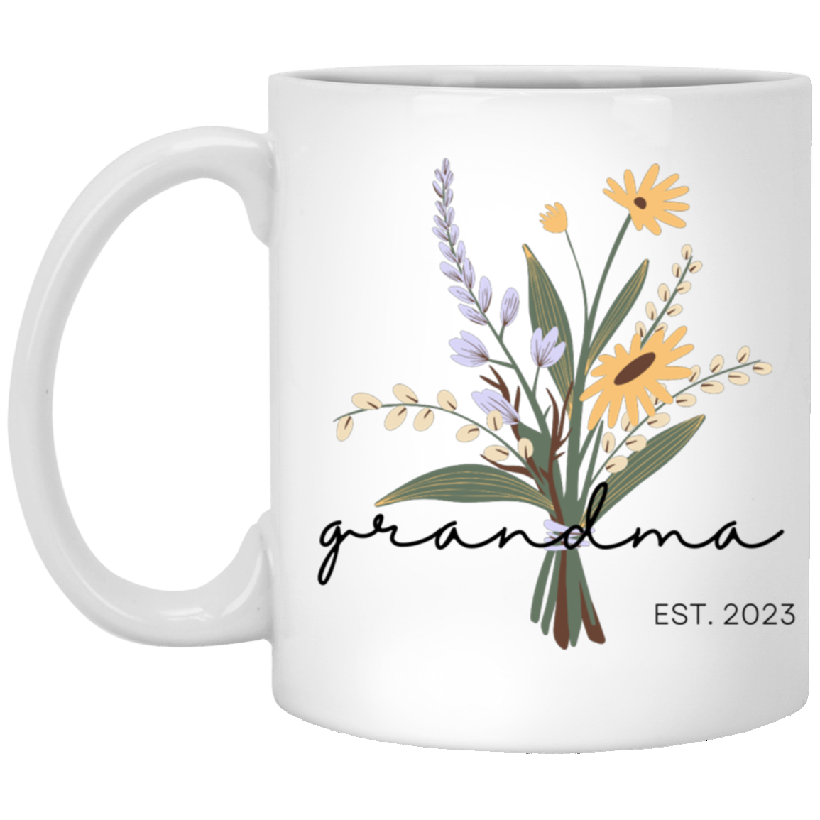 Grandma Flower mug with date 11oz