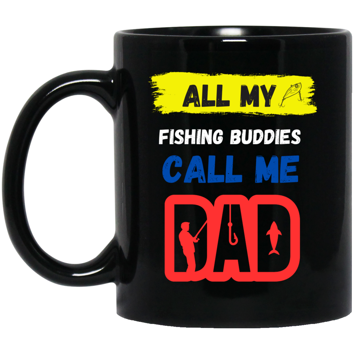 Fishing Buddies Dad Black Mug