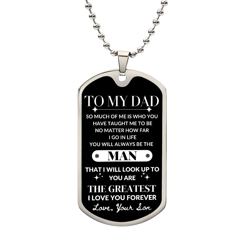 To My Dad, From Son Dog Tag Necklace
