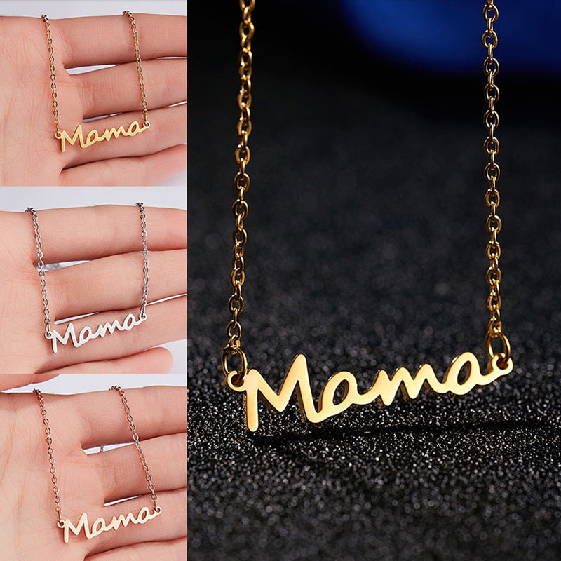 Gift For Mom, Mama necklace, Real Gold Plated Stainless Steel