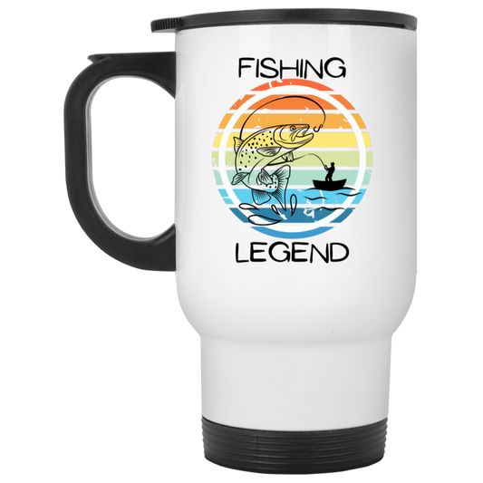 Fishing Legend, White Travel Mug