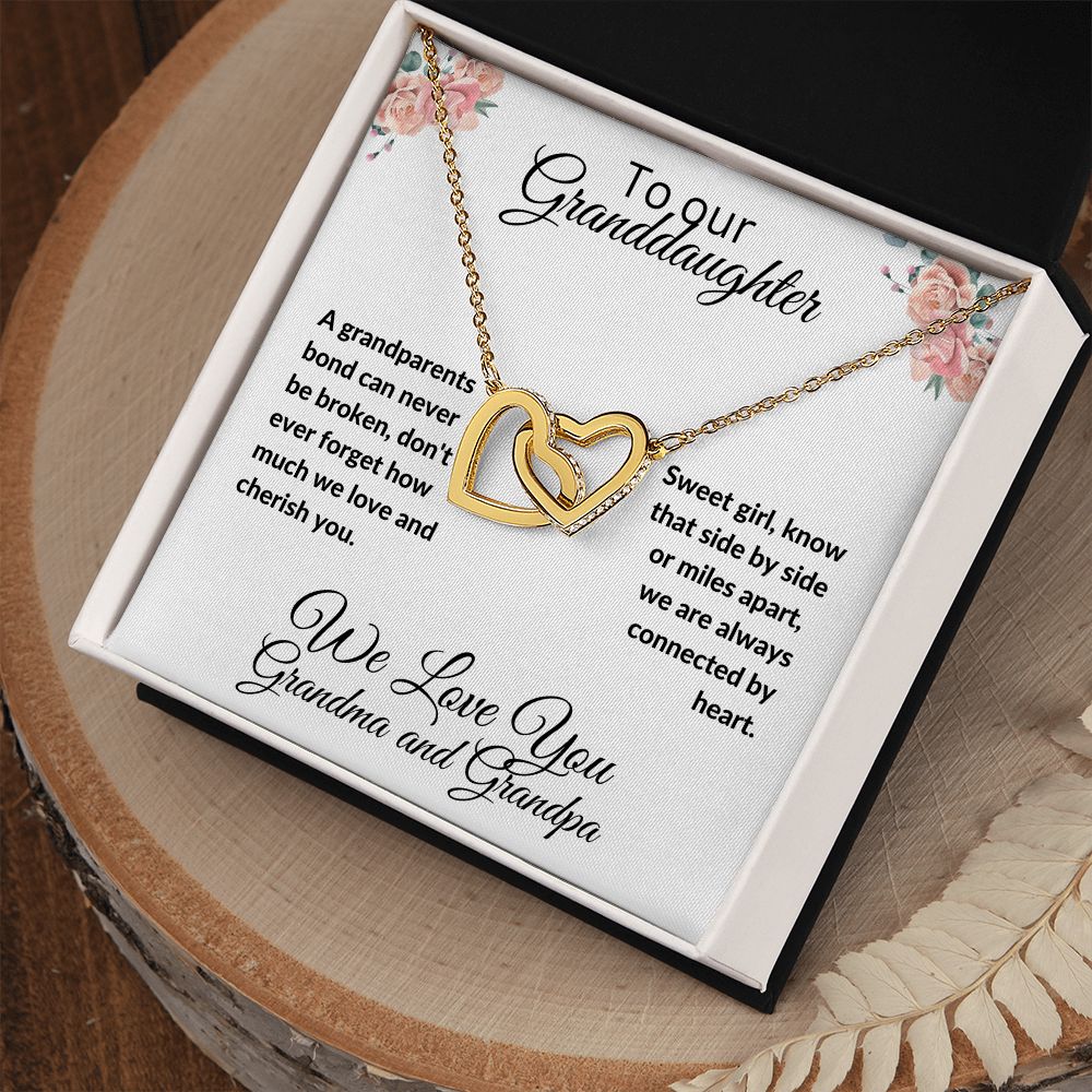 To Our Granddaughter, interlocking hearts necklace
