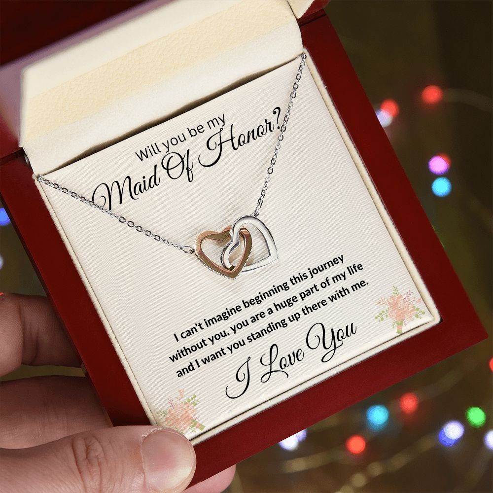 Maid of Honor Connecting hearts necklace